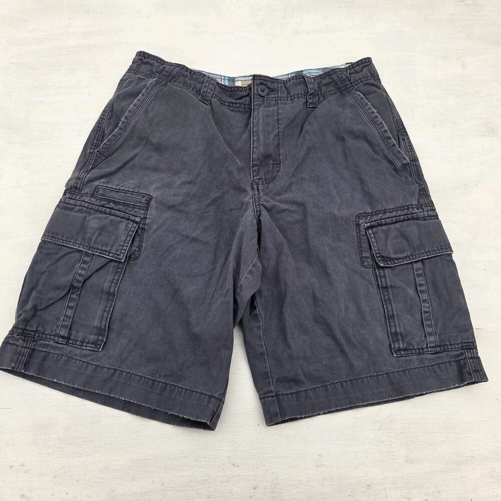 Roebuck and Co Shorts Mens 34 Tan Blue Cargo Utility Baggy Flap Pockets